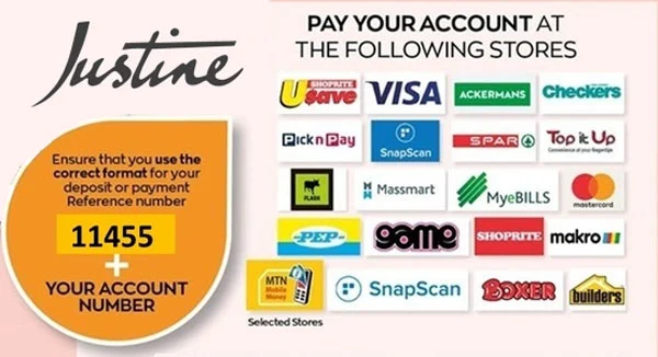 how to pay Justine at the store